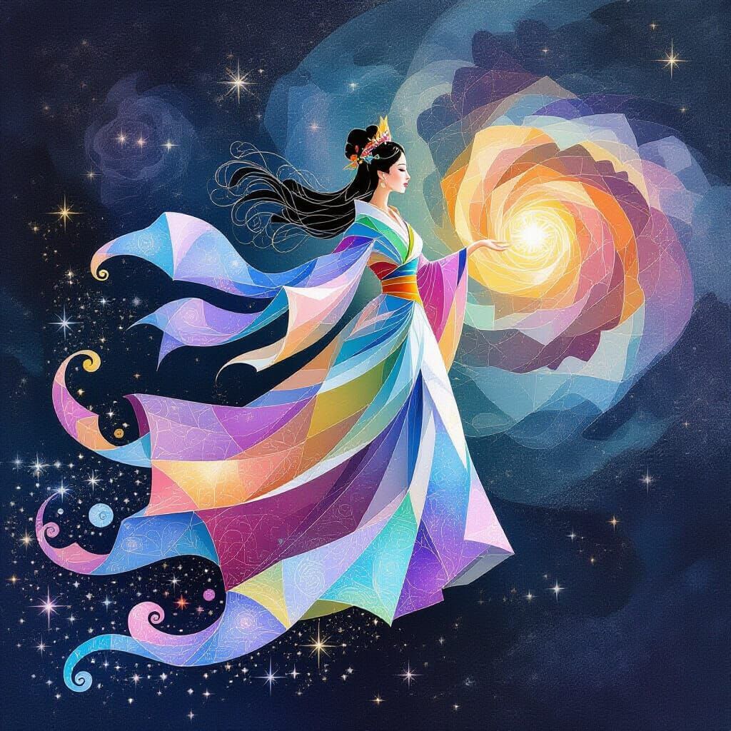 Cosmic Origami Empress in Fractal Galaxy