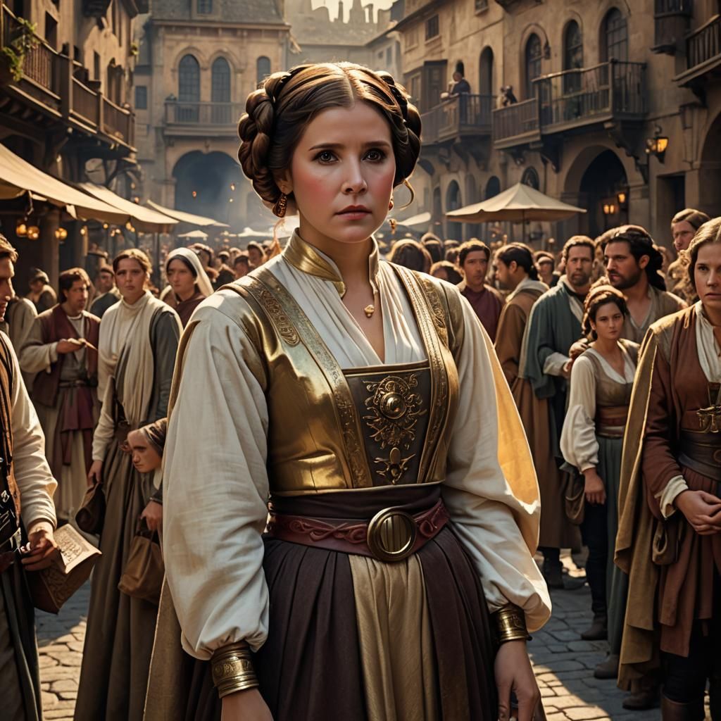 Princess Leia in Renaissance Attire: A Time Travel Concept