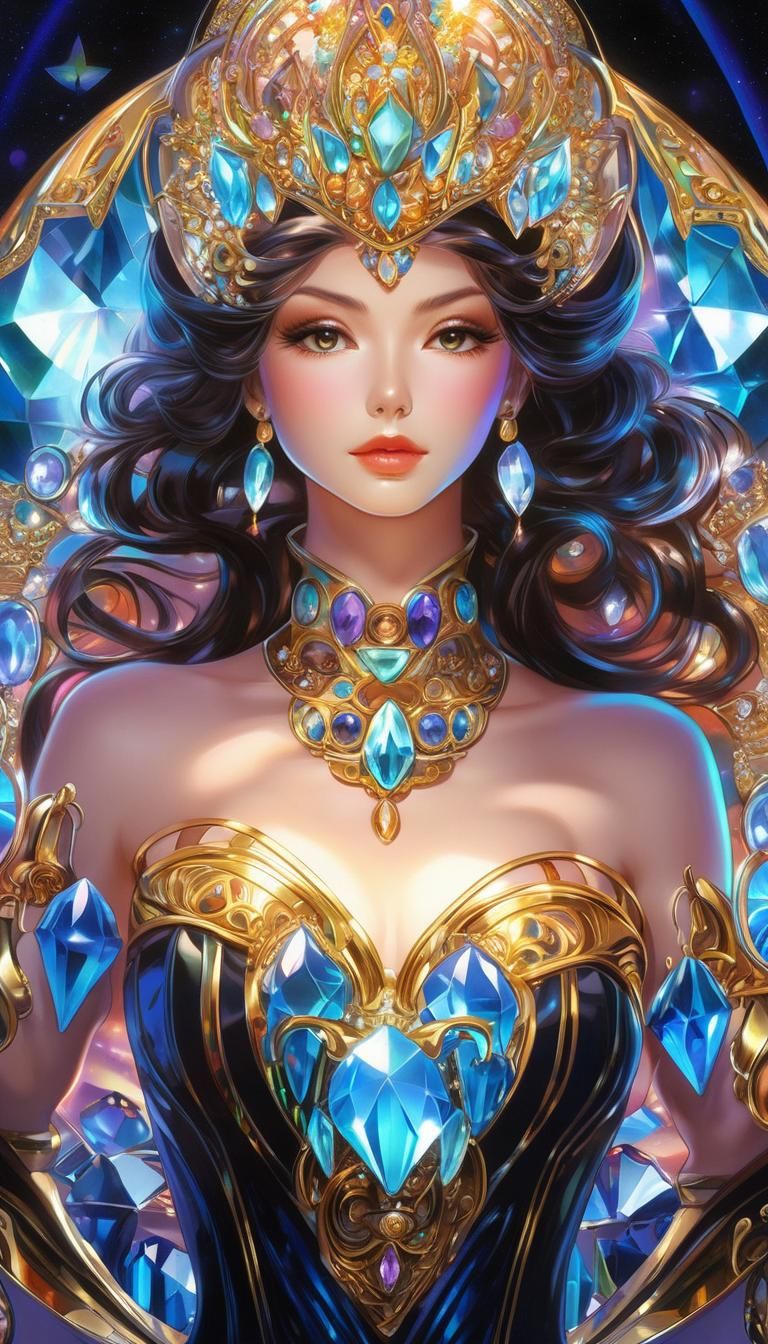 Anime Lady of Crystals in Dreamcore Wonderland