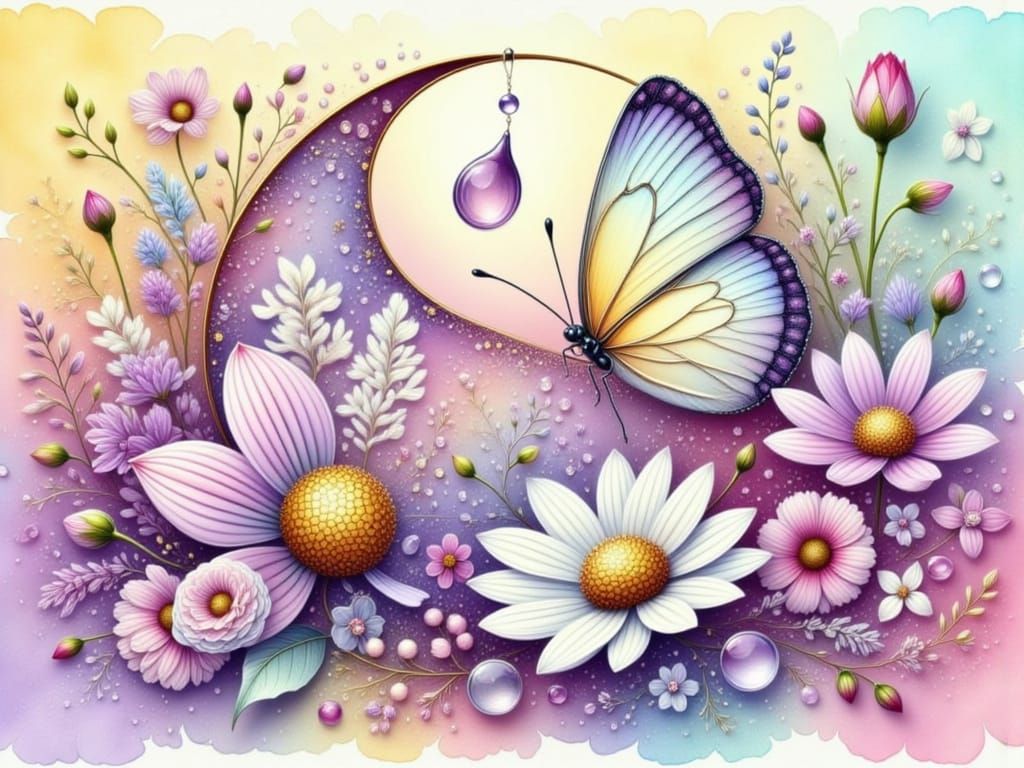 Elegant Vintage Still Life with Mixed Media Florals