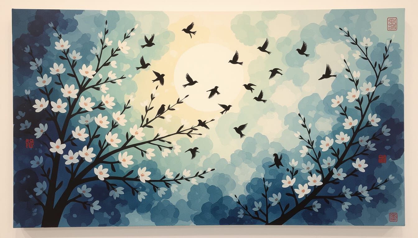 Inksplash of Japanese Beauty on Canvas