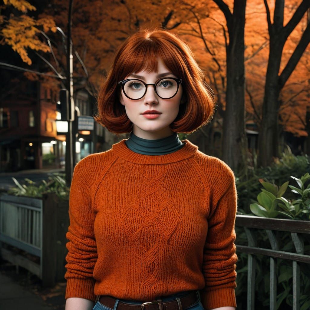 Velma Dinkley in Warm, Expressive Illustration Style