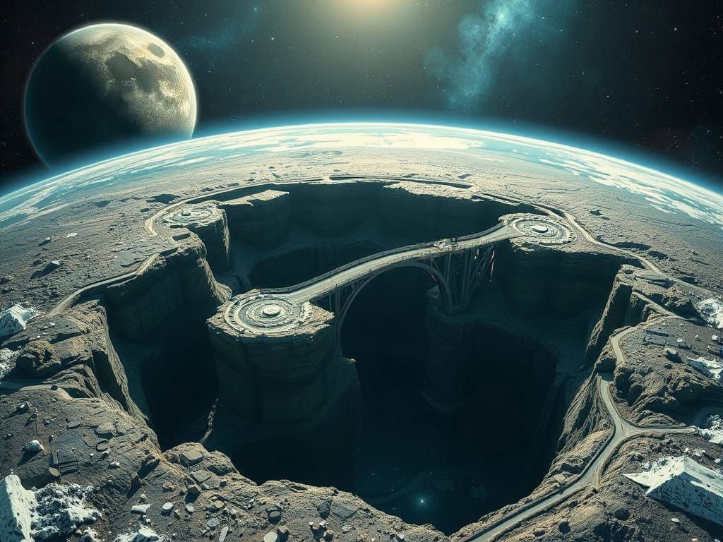 Surrealistic Digital Art of a Subterranean Bridge to Another...