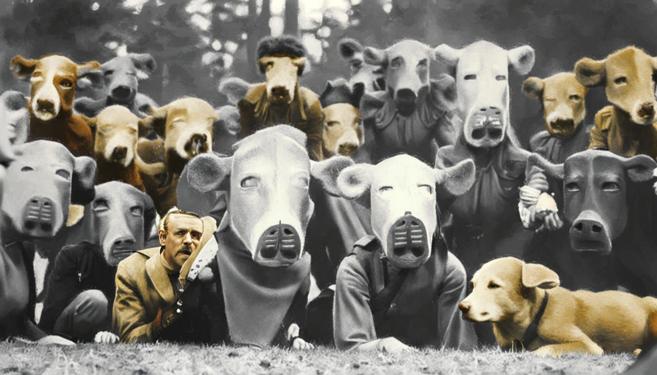 Happy Cows and Dogs Vote as Evil Spirit Watches