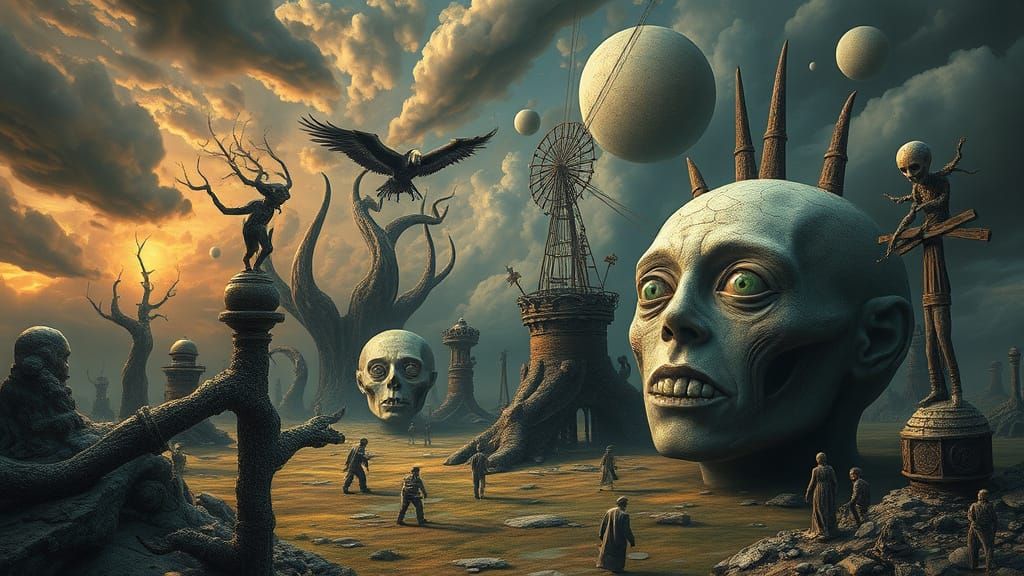 Surrealist Masterscape in Mysterious Velvety Hues