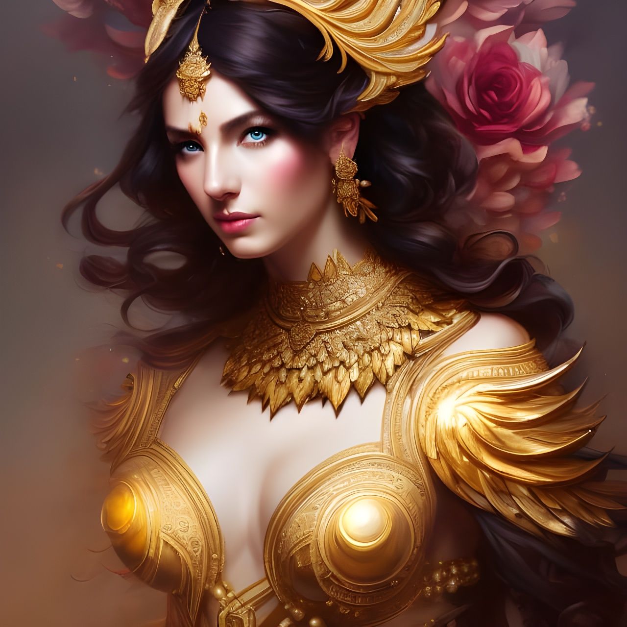 Goddess Portrait with Green Eyes in Hyper-Detailed Style