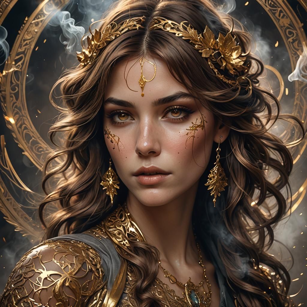 Woman with Gold Tattoo: Hyperdetailed Photography