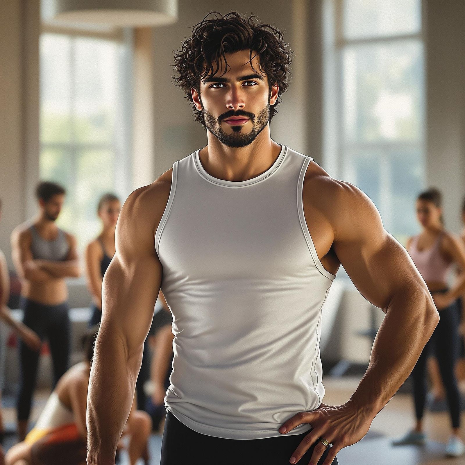 Chiseled Fitness Instructor in Impressionist Style