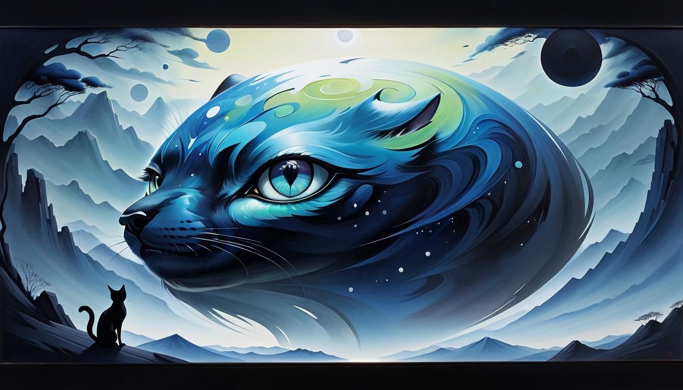 Surreal Alien Pet in Retro-Futuristic Landscape