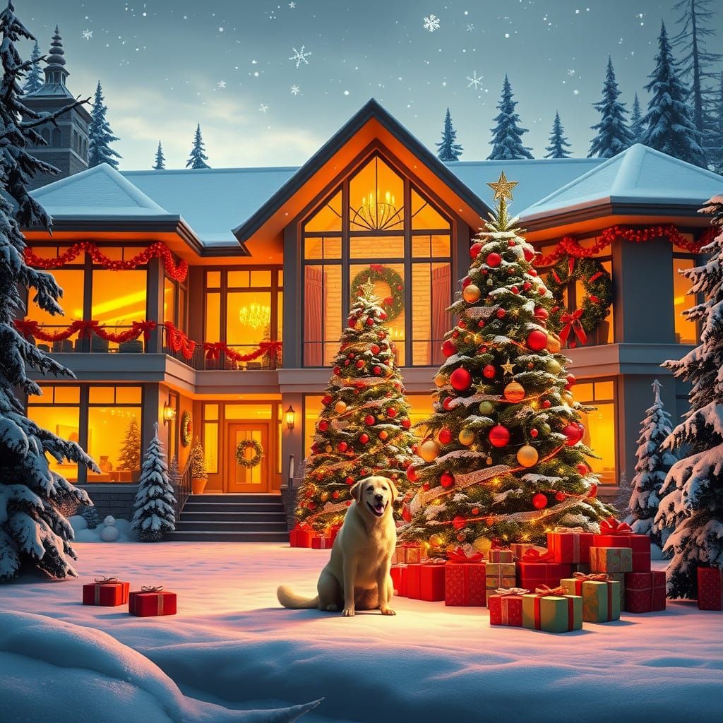 Winter Wonderland Mansion in Vibrant Christmas Decor