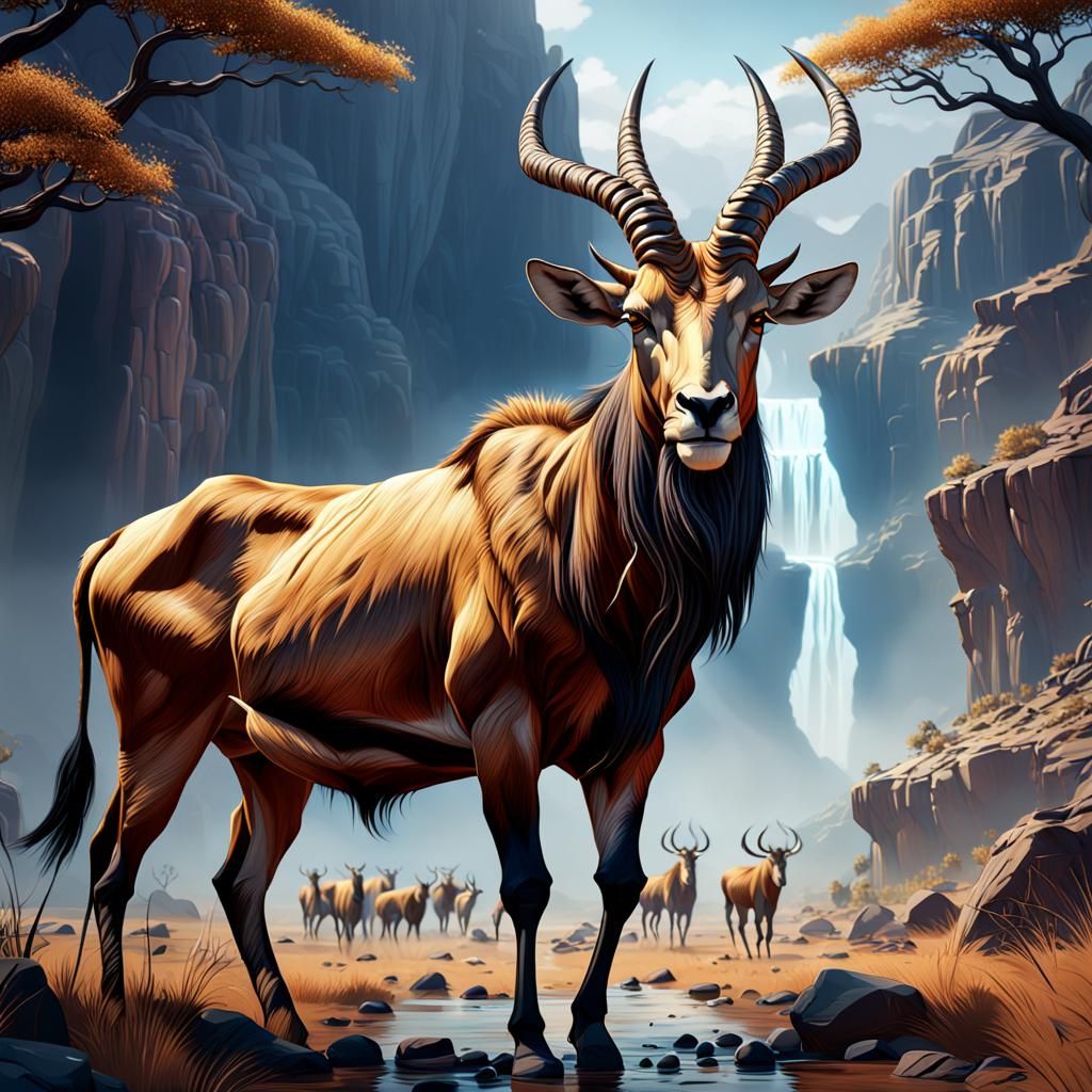 Fantastical Hartebeest in Detailed Matte Painting