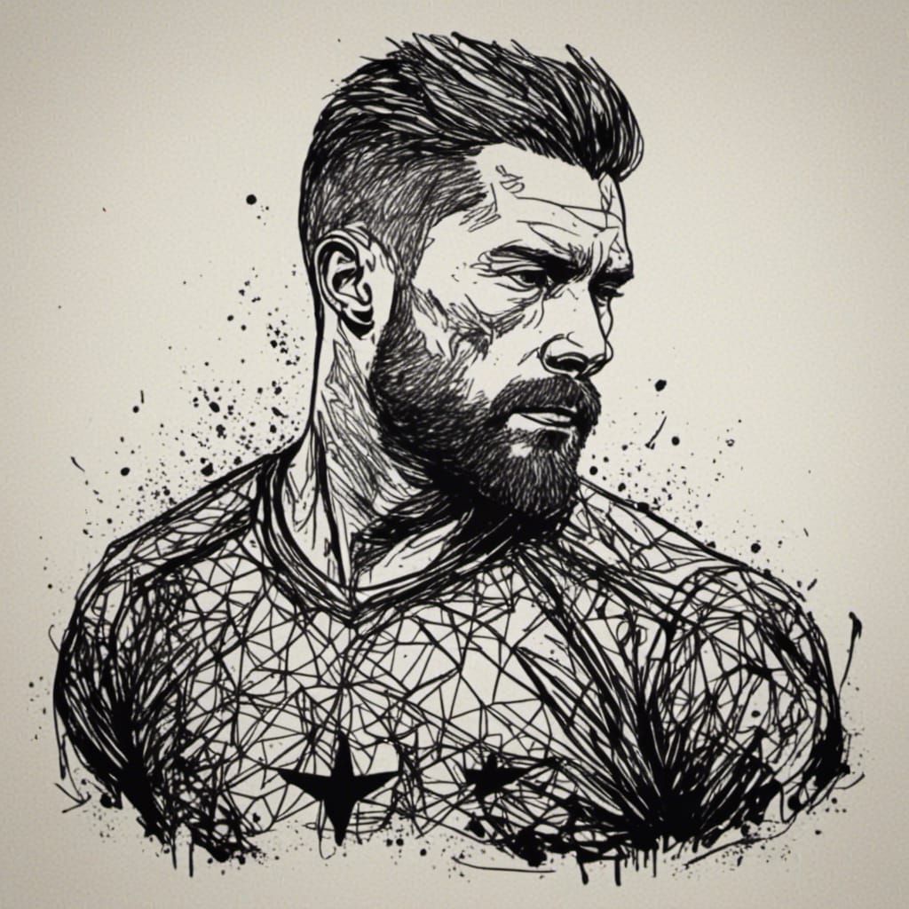 Abstract Screen Print With Dynamic Line Work