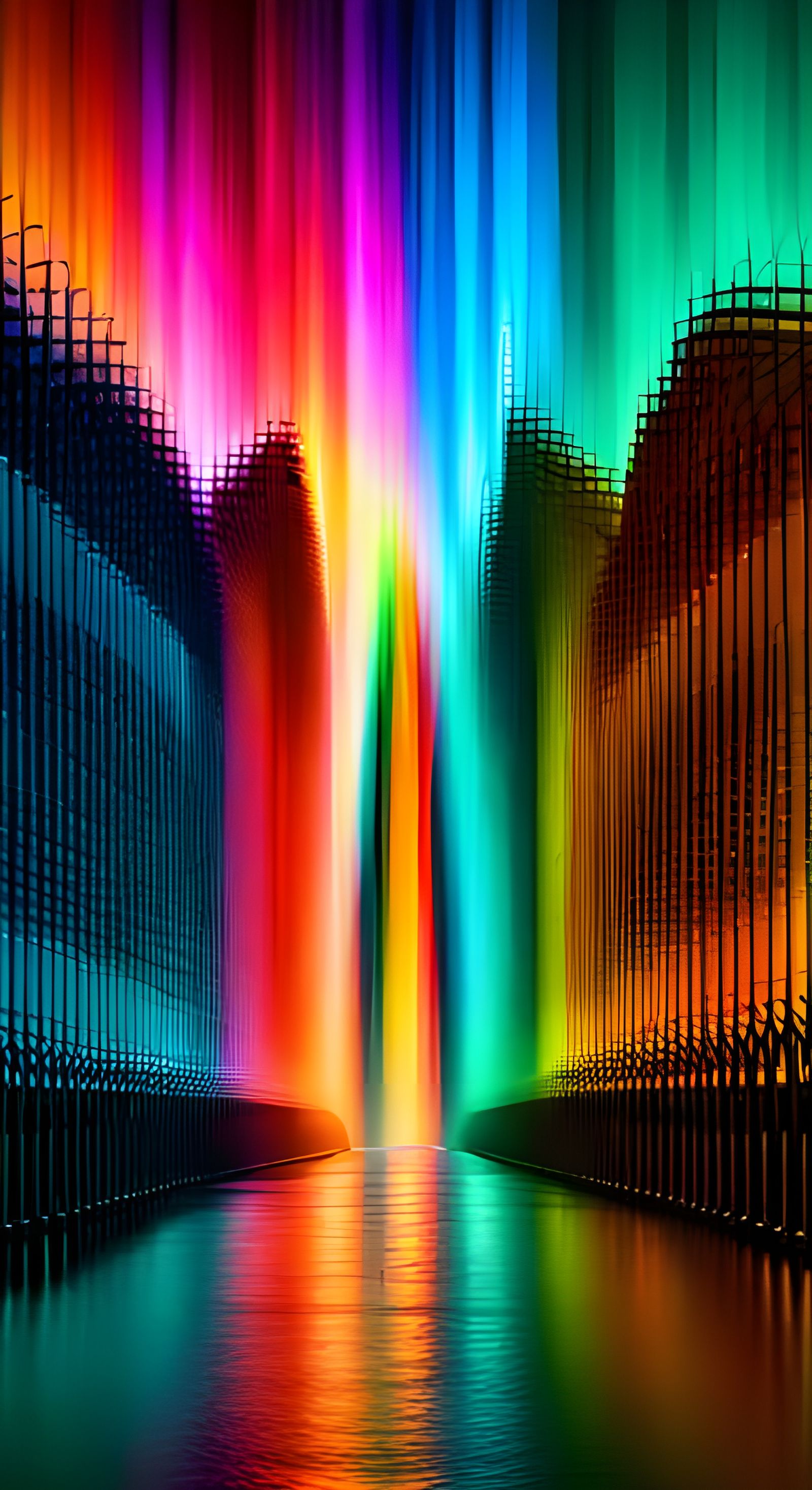 Neon Waveforms Flowing into Helical Matrices