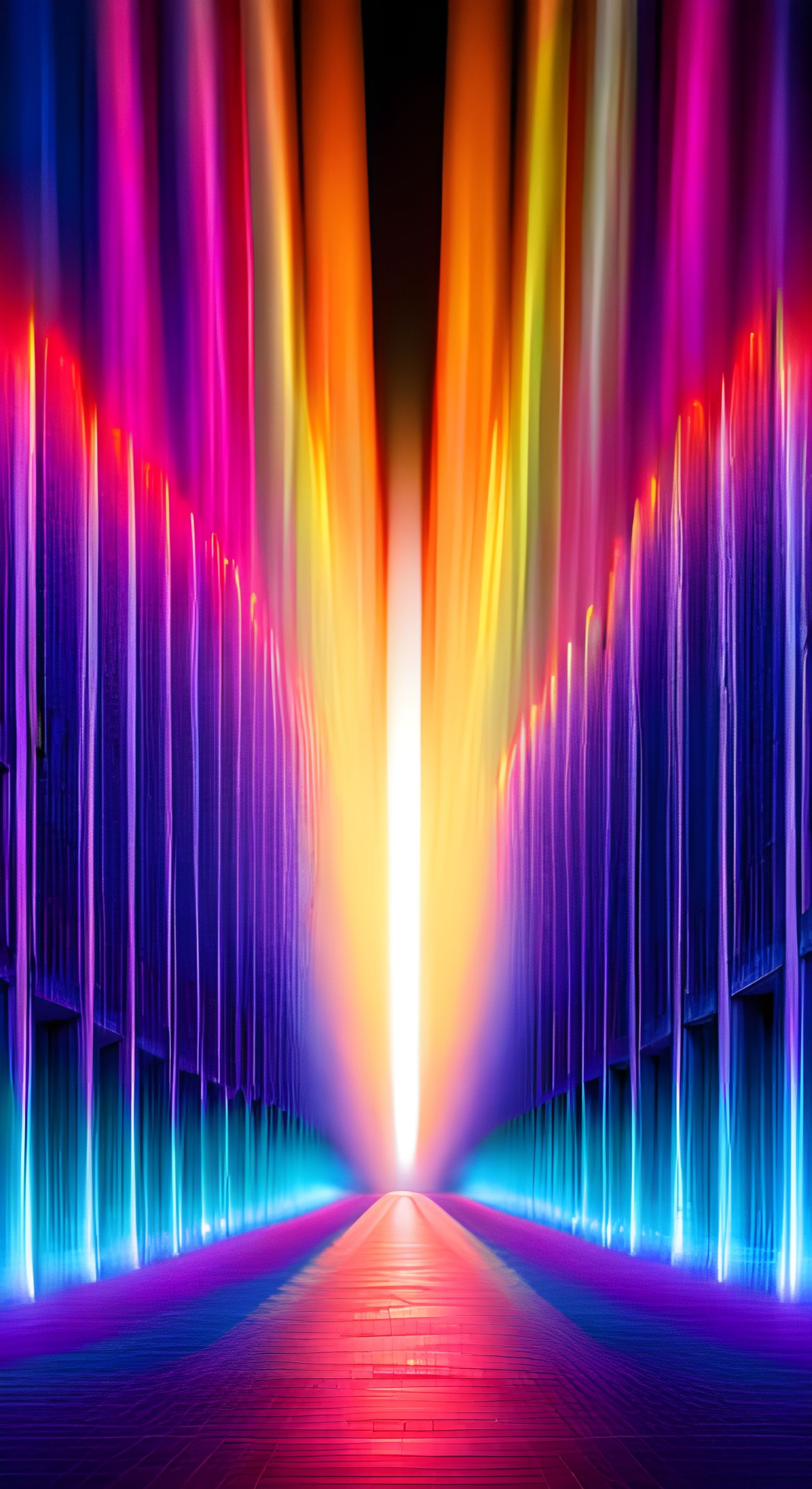 Neon Spectrogram Waveforms Flowing into Helical Matrices