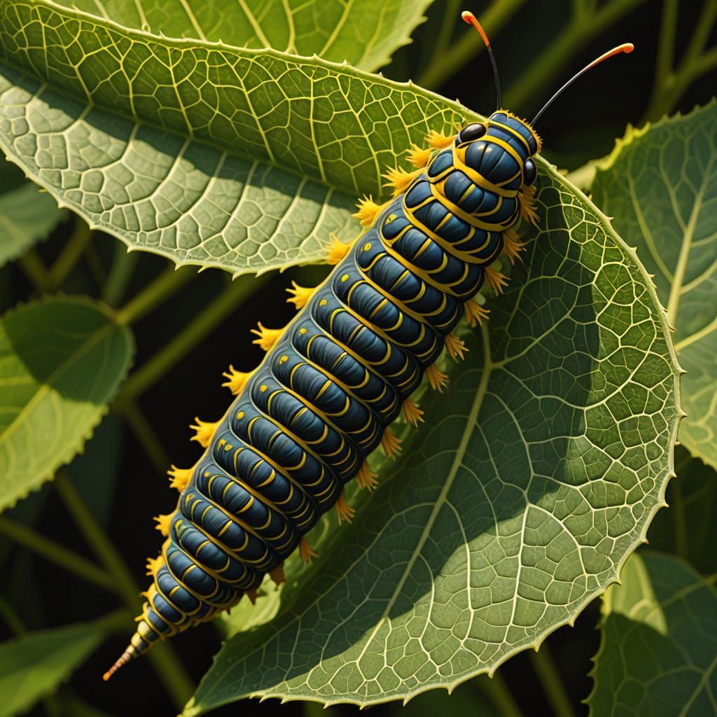 Caterpillar Enters Silken Cradle: 3D Digital Art