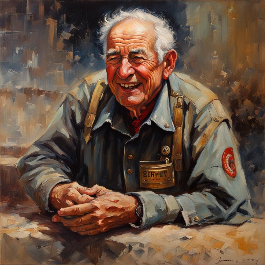 Emotional Oil Painting of a Man Smiling