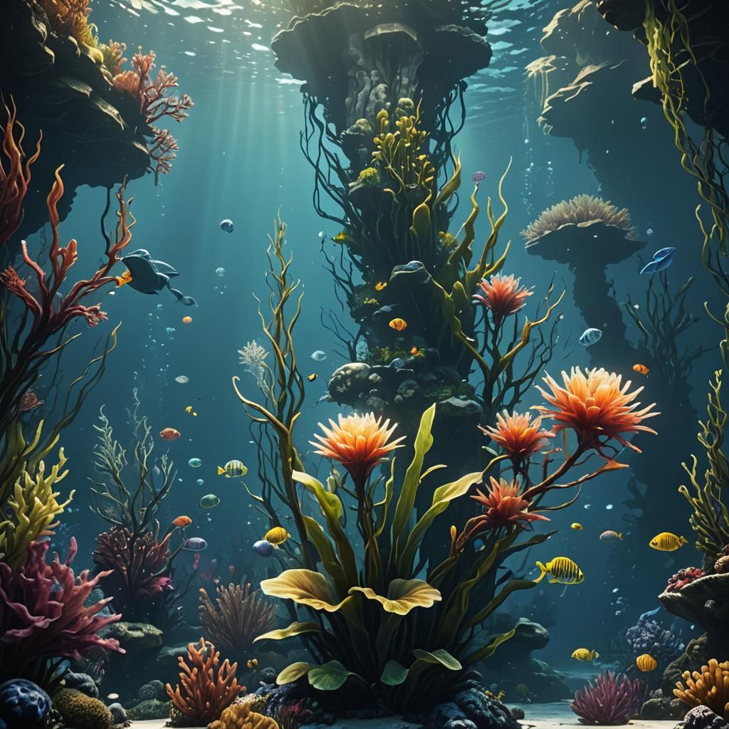 Luminous Underwater Plant in Fantasy Art Style