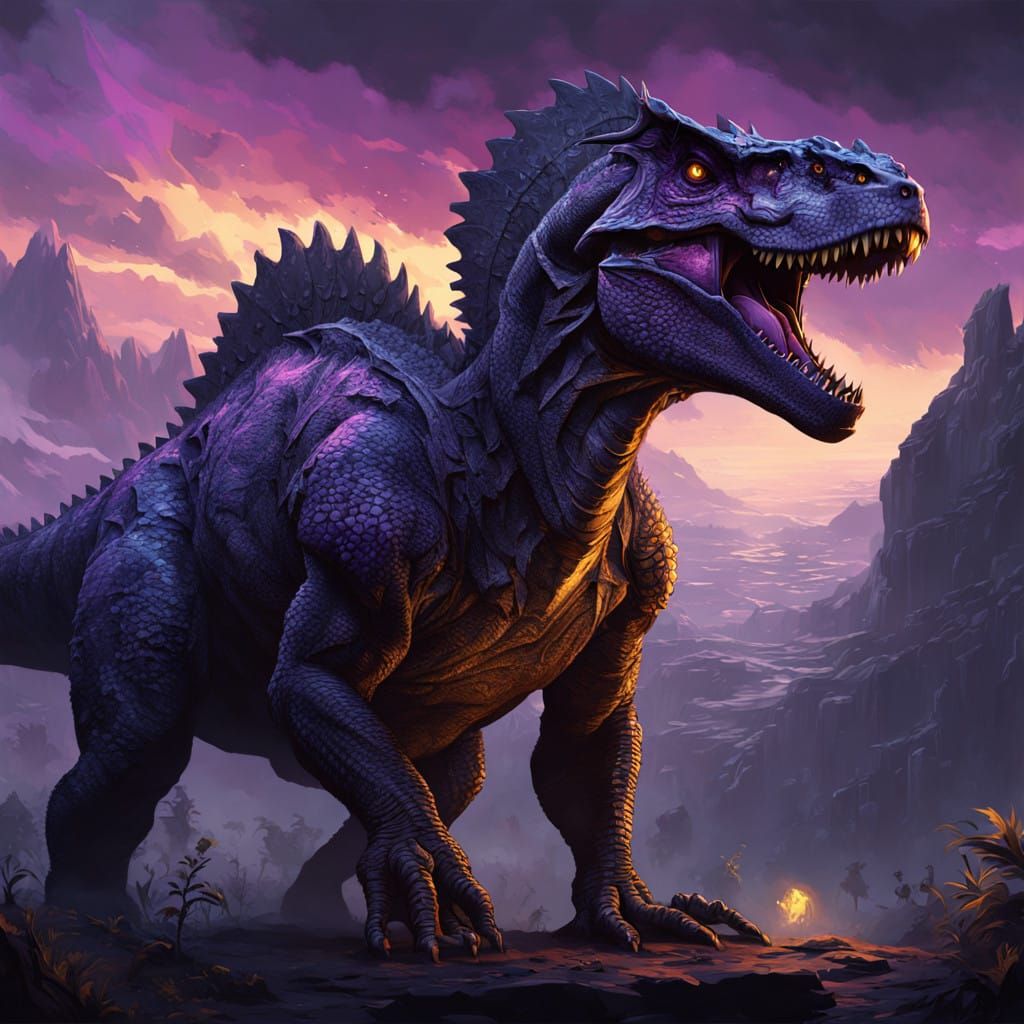 Dark Fantasy Dinosaur in Haunting Armor