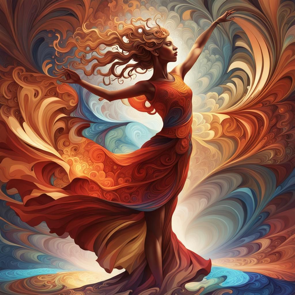 Abstract Portrait with Fractal and Zentangle Elements