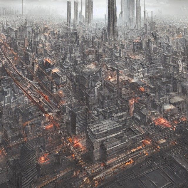 Dystopian Brutalist Bridge in Solarpunk Cityscape