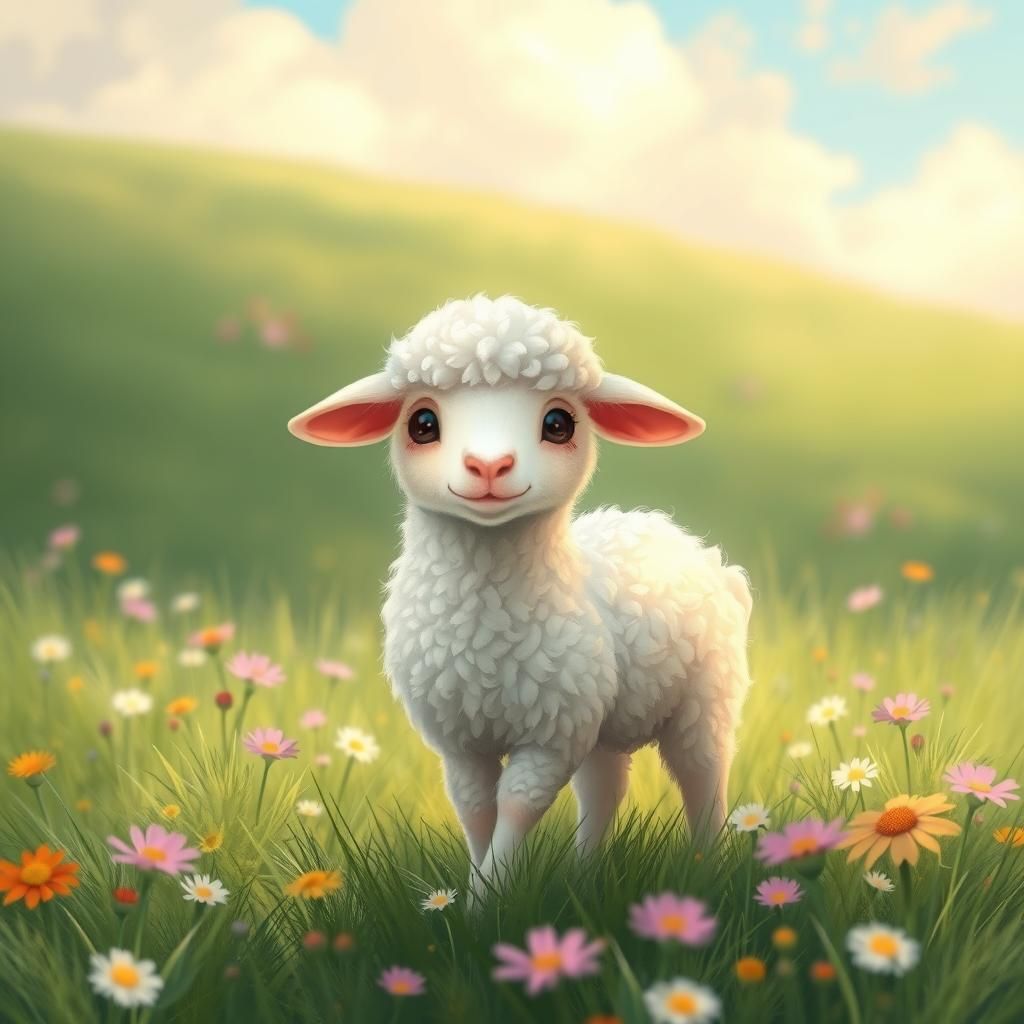 A very cute white sheep