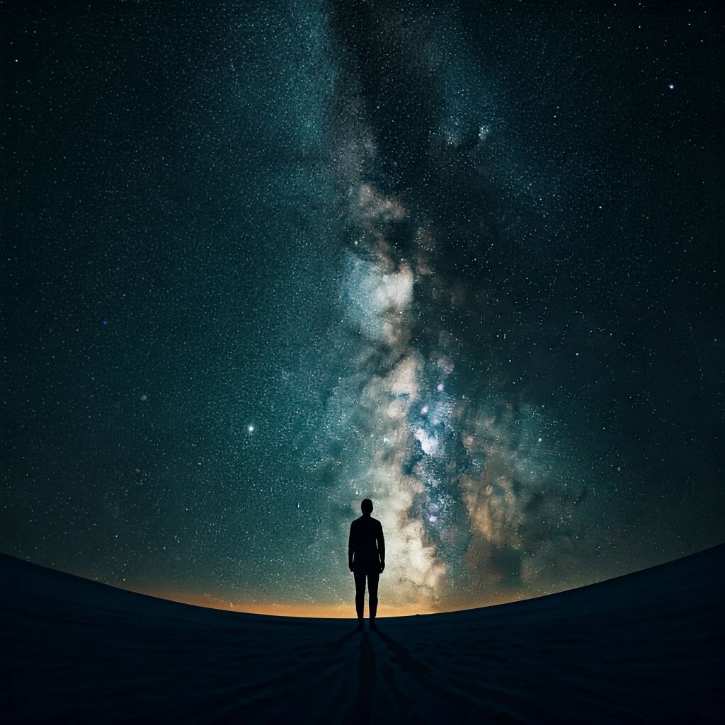 Solitary Figure in Infinite Cosmic Expanse