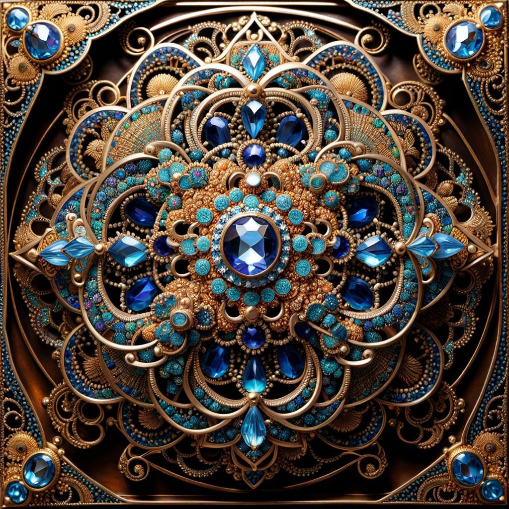 Radiant Pandora's Box in Pointillist Metal Folk Art