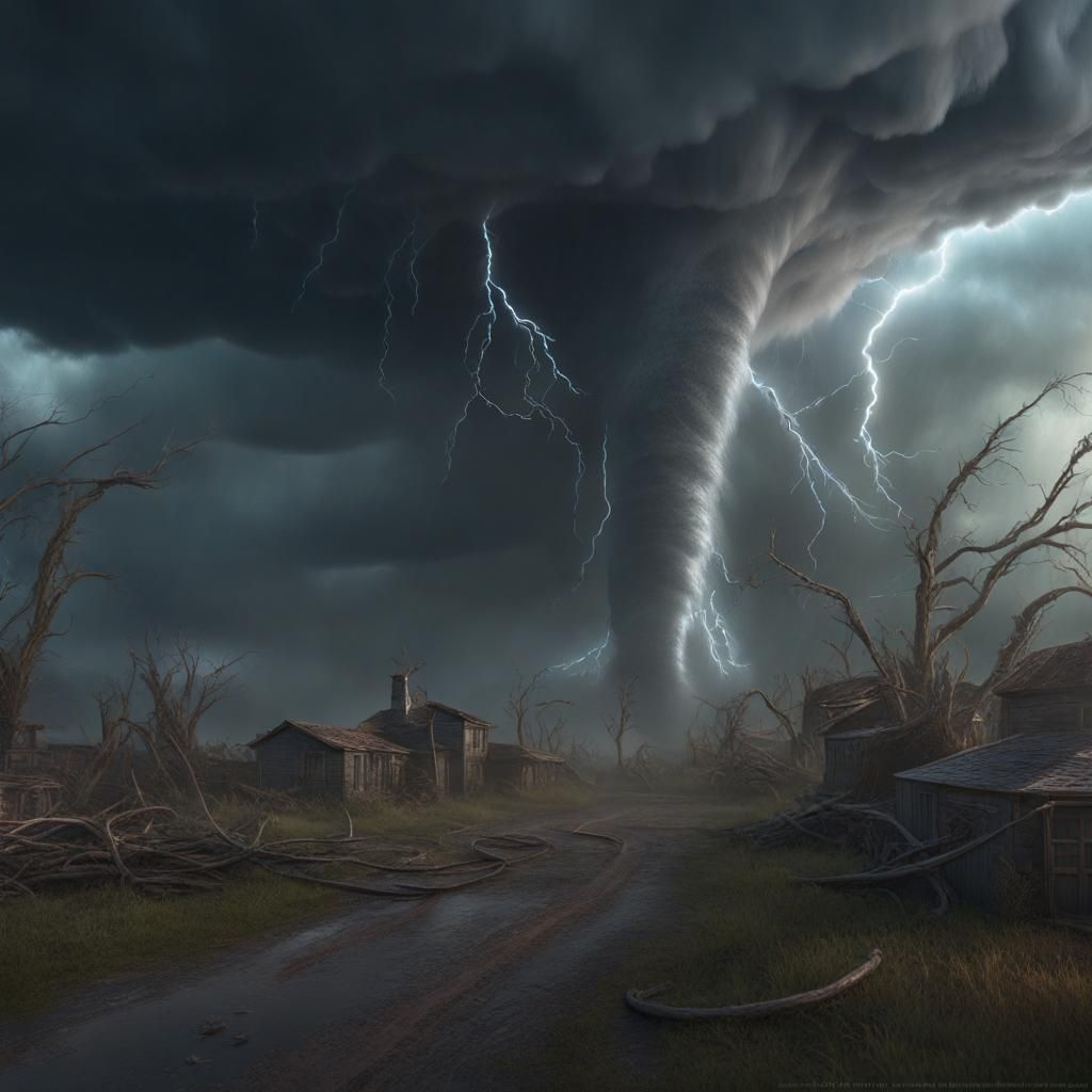 Dramatic Tornado Supercell in Detailed Matte Painting