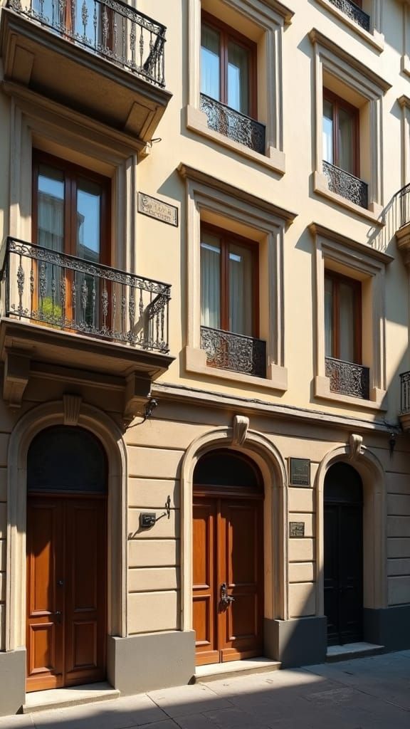 Apartment Building Facade with Neoclassical Details