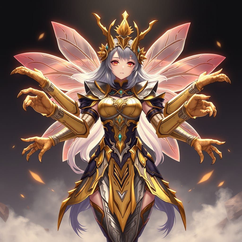 Regal Bee Monster Girl in Royal Armor