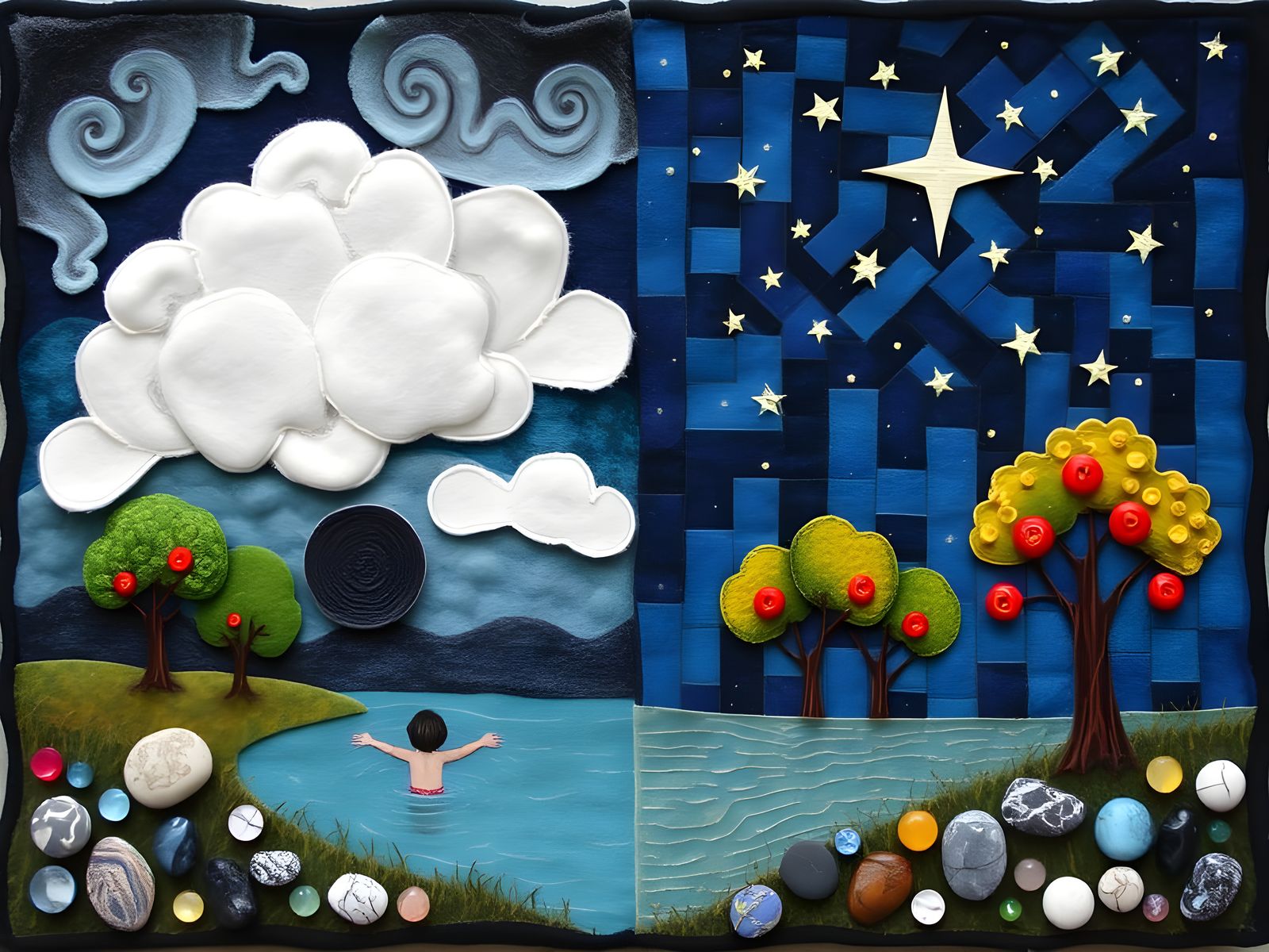 Vibrant Collage in Whimsical Style