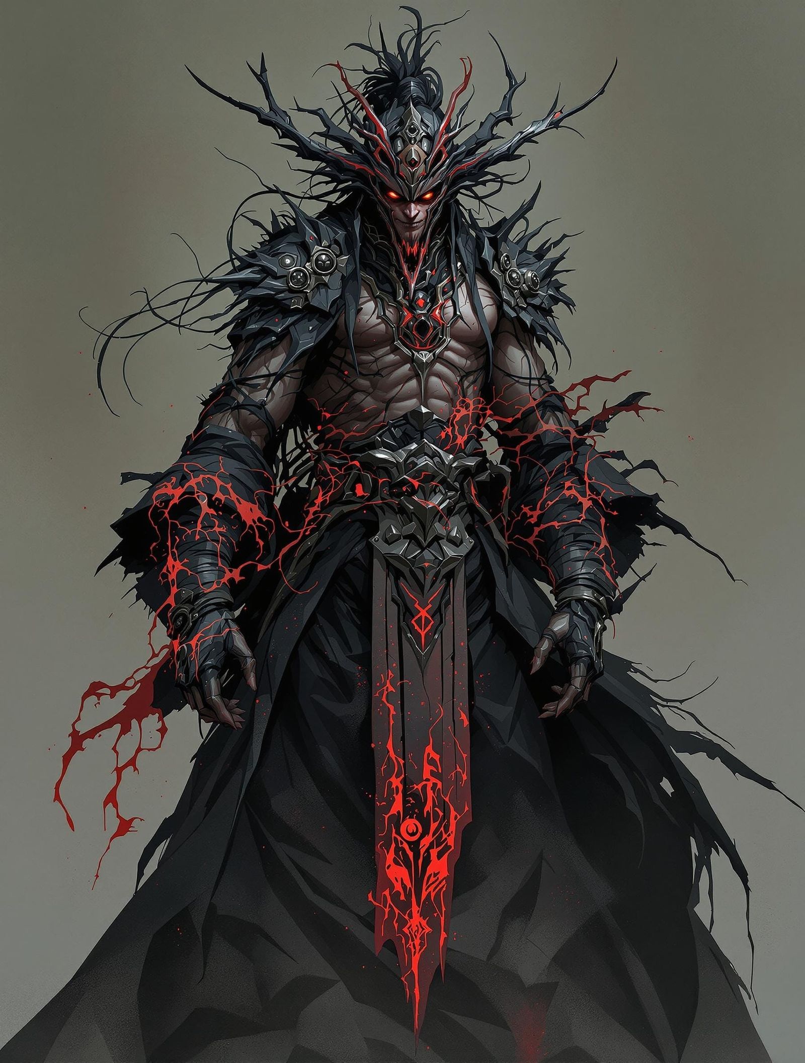 Mazoku Gojo in Noir Dark Fantasy Style