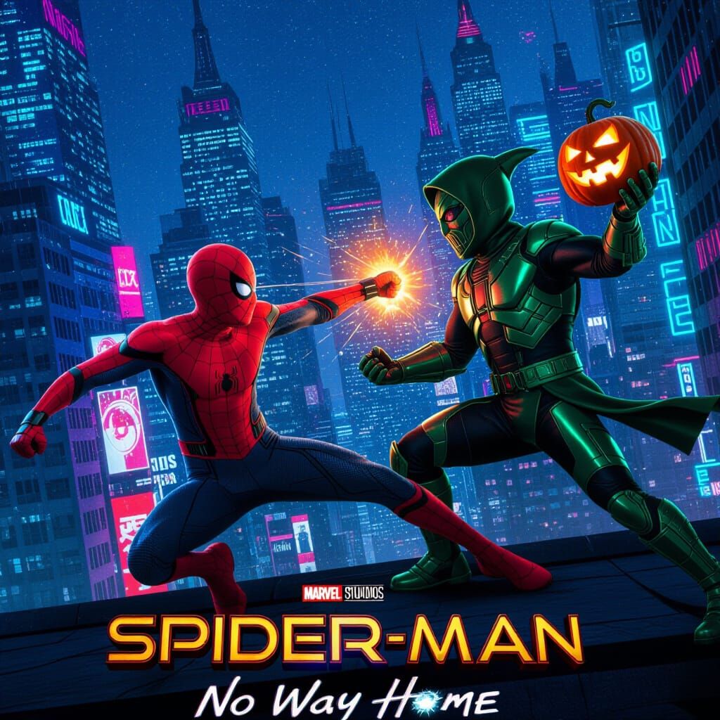 Futuristic Spider-Man vs. Green Goblin Movie Poster