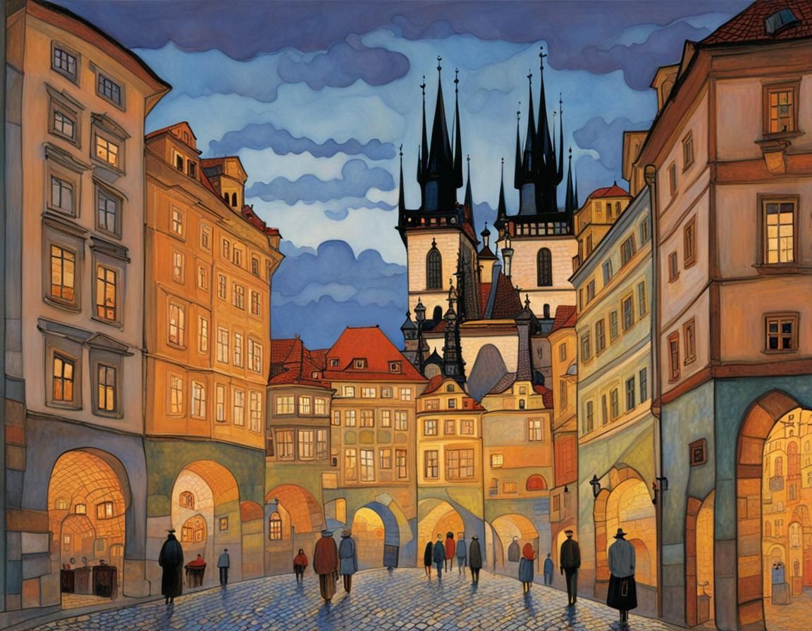 Prague in Evening Light: Hundertwasser and Martin Style