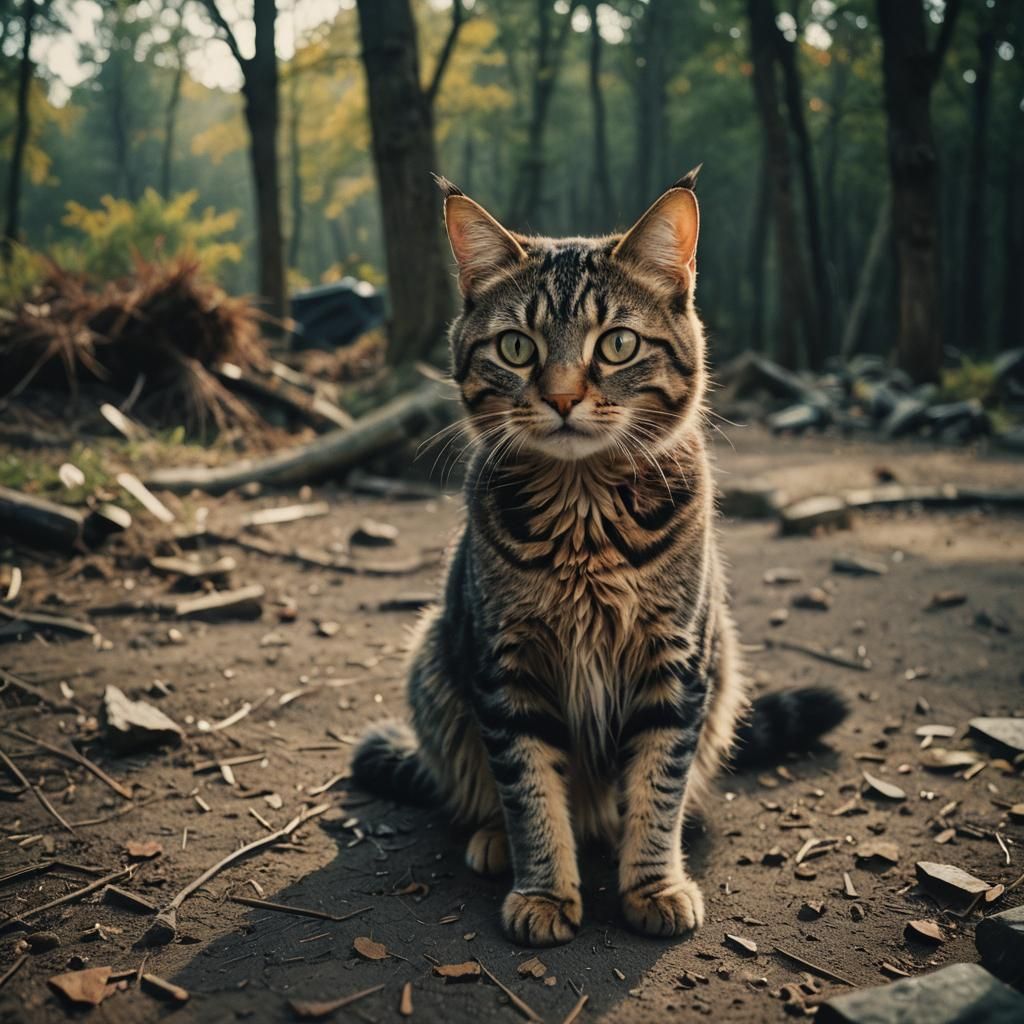 Cinematic Cat Film Still in 35mm