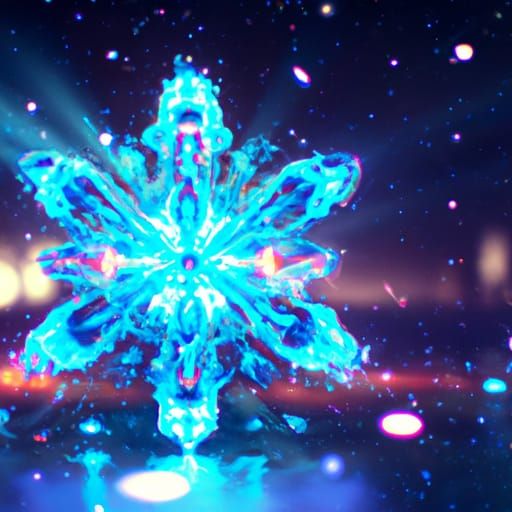 Blue Snowflake Floating in a Starry Nebula