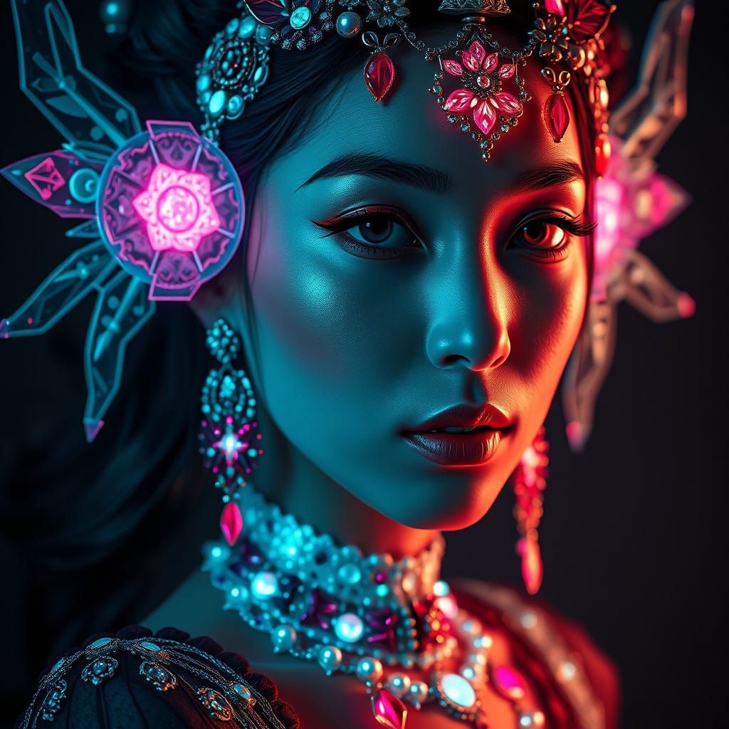 Ethereal Goddess in Dark, Moody Splendor