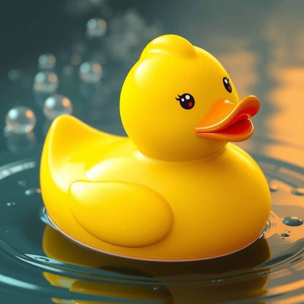 Vibrant Rubber Duck in Whimsical Wonderland