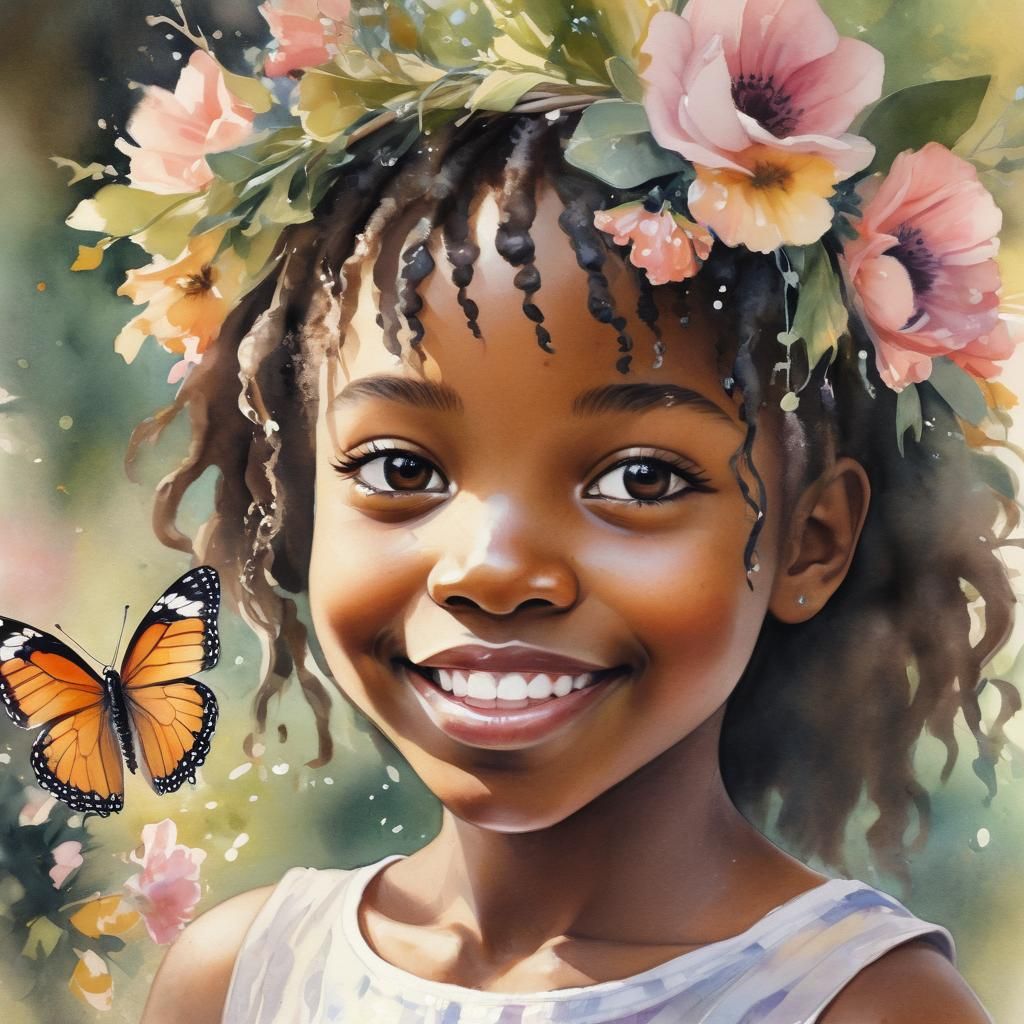 Smiling Girl Portrait in Soft Impressionism Style
