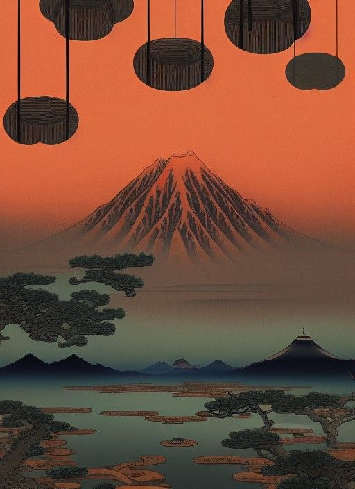 Ethereal Reincarnation in Ukiyo-e Style