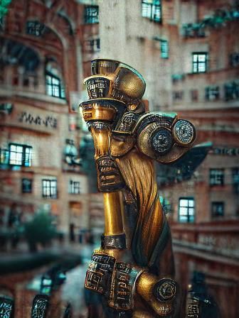 Russian Art Deco God of Hammers in Steampunk Style
