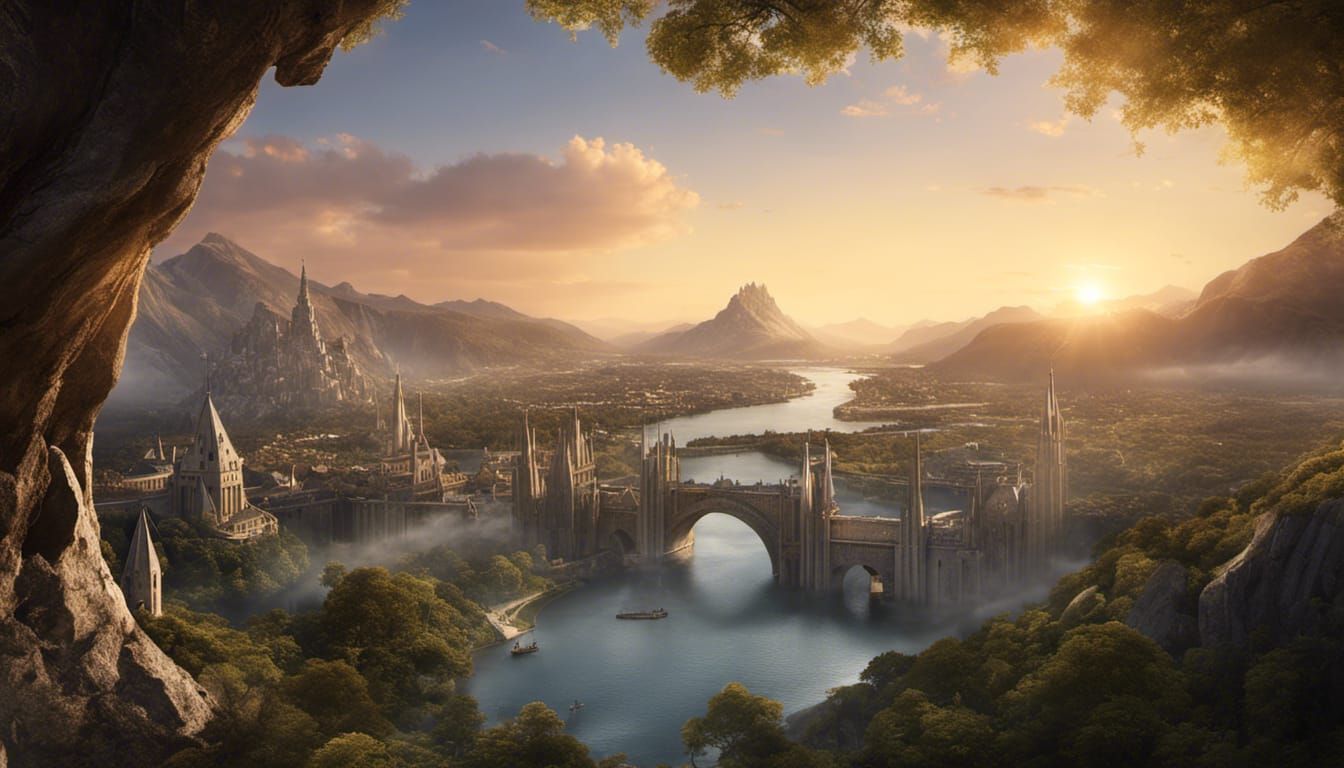 Minas Tirith at Sunset: Architectural Concept Art