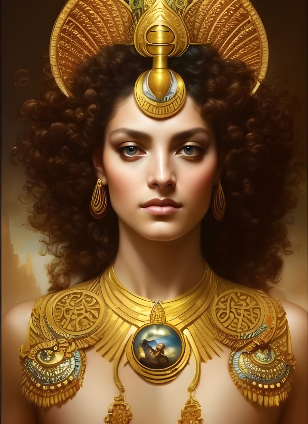 Egyptian Goddess Portrait in Pre-Raphaelite Style