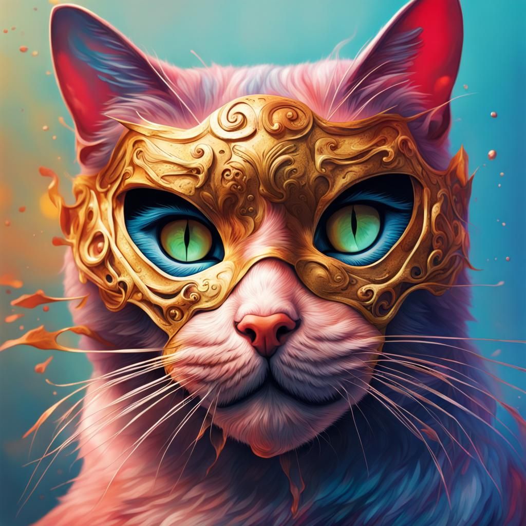 Masked Cat: Hyperrealistic Digital Concept Art