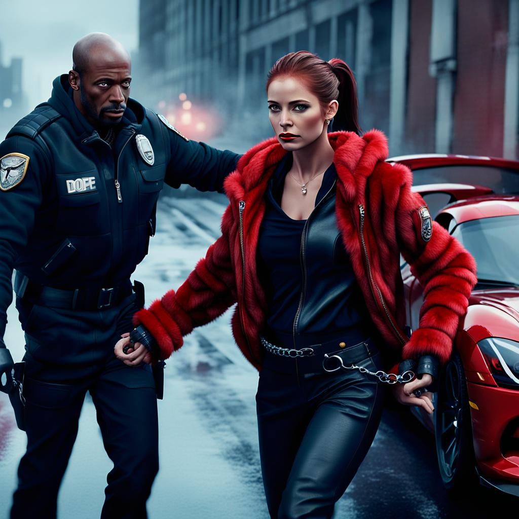 Woman in Handcuffs: Cinematic Action Portrait