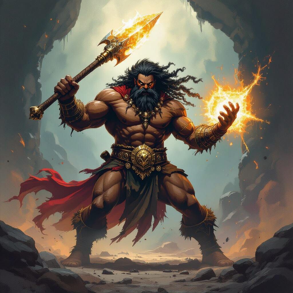 Pelor Battles Darkness with Radiant Mace, Fantasy Art