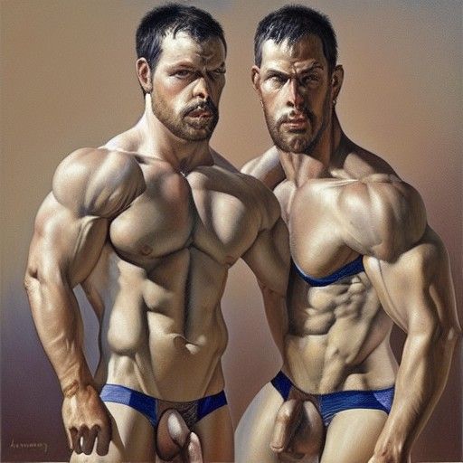 Square Jaw Men in Oil Painting Style