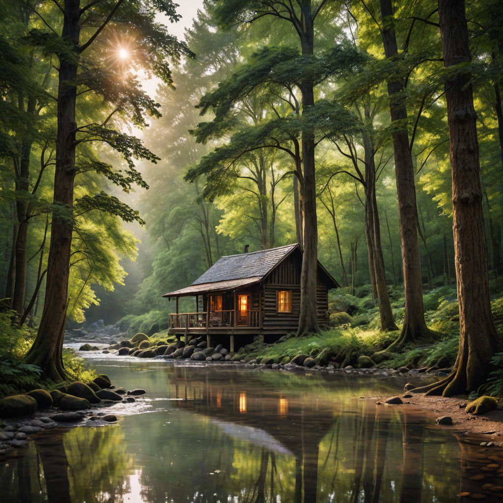 Serene River Scene in a Naturalistic Landscape