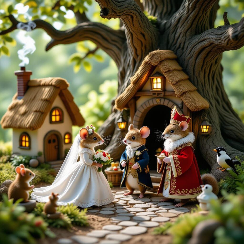 Whimsical Mouse Wedding in Cozy Village