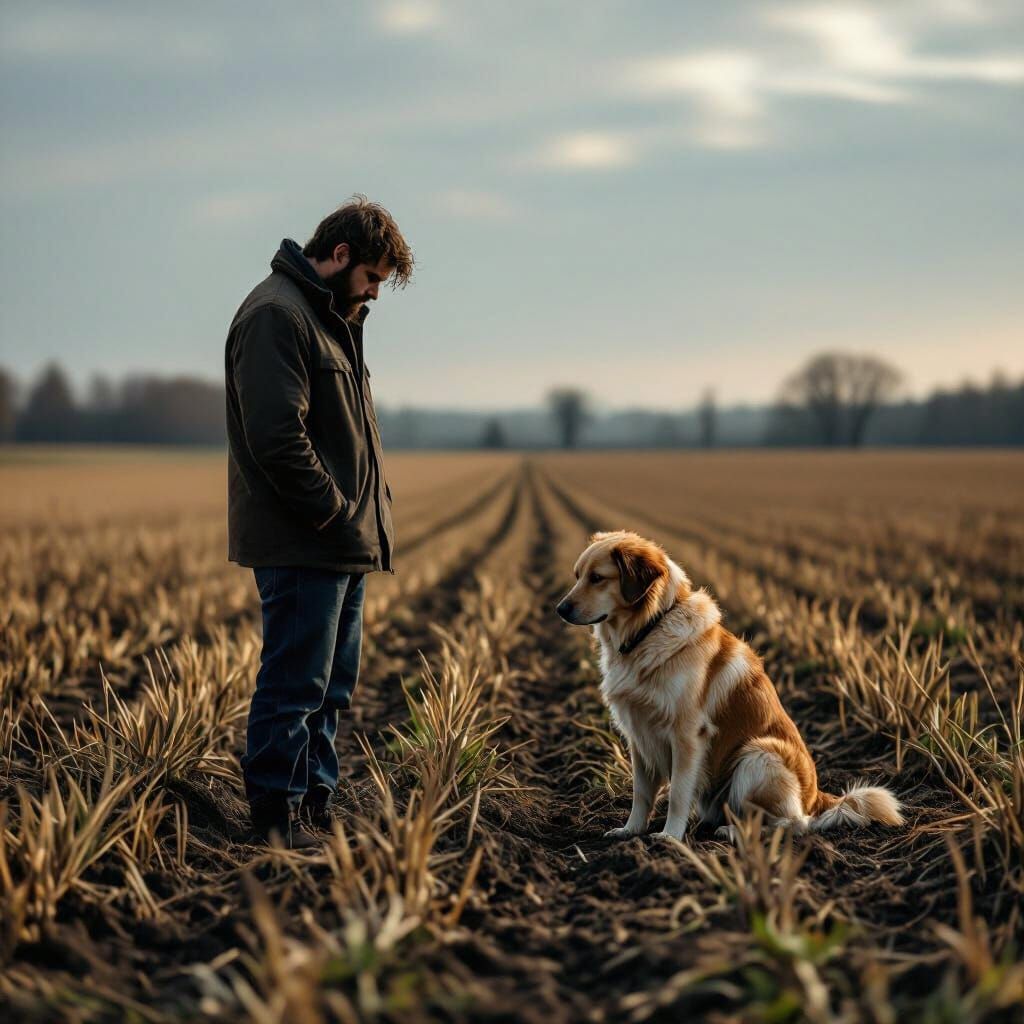 Lonely Field: A Hyperrealistic Pastoral Scene